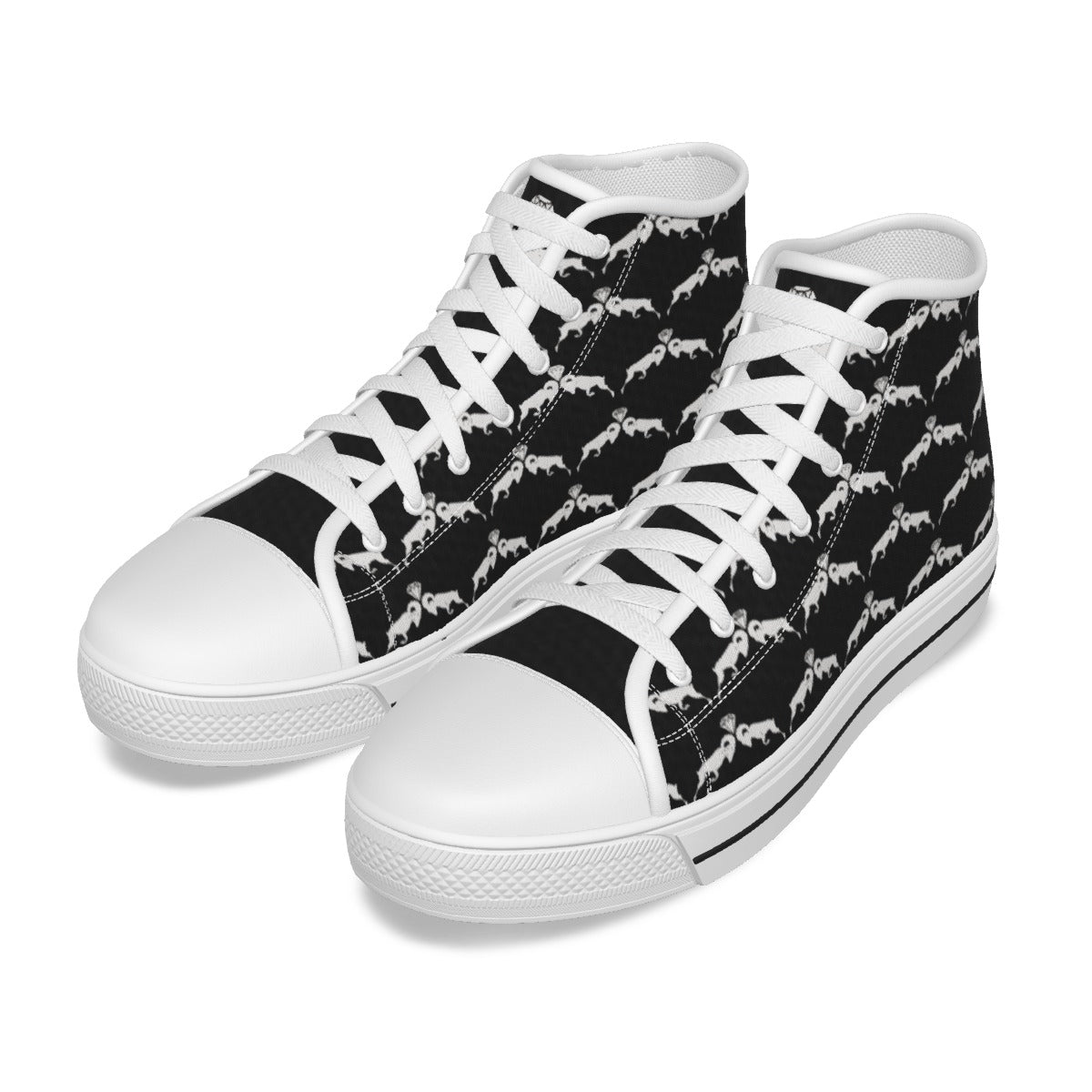 Black & White Monogram Women's Canvas Shoes