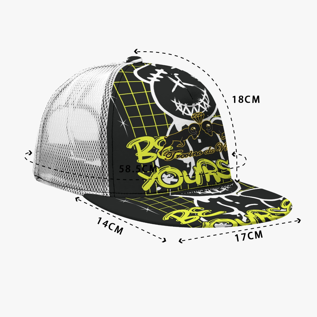 BE YOURSELF - Buckle Flat-brimmed Mesh Cap With Box