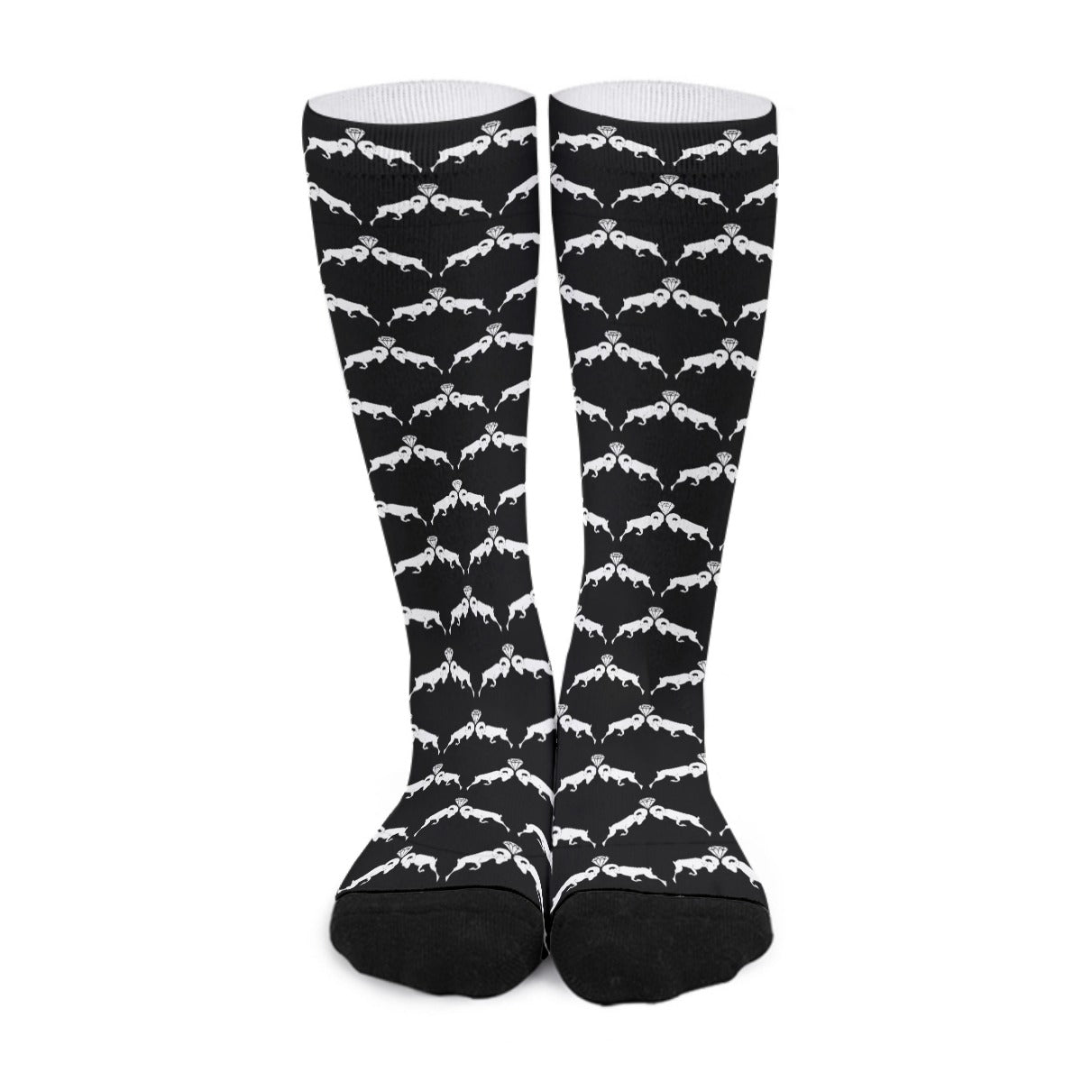 Black & White Monogram Long Socks