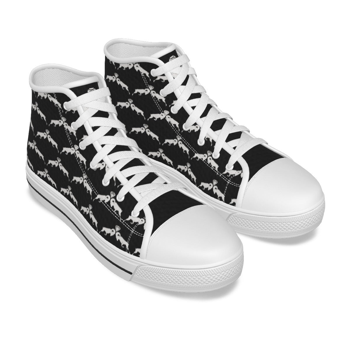 Black & White Monogram Women's Canvas Shoes