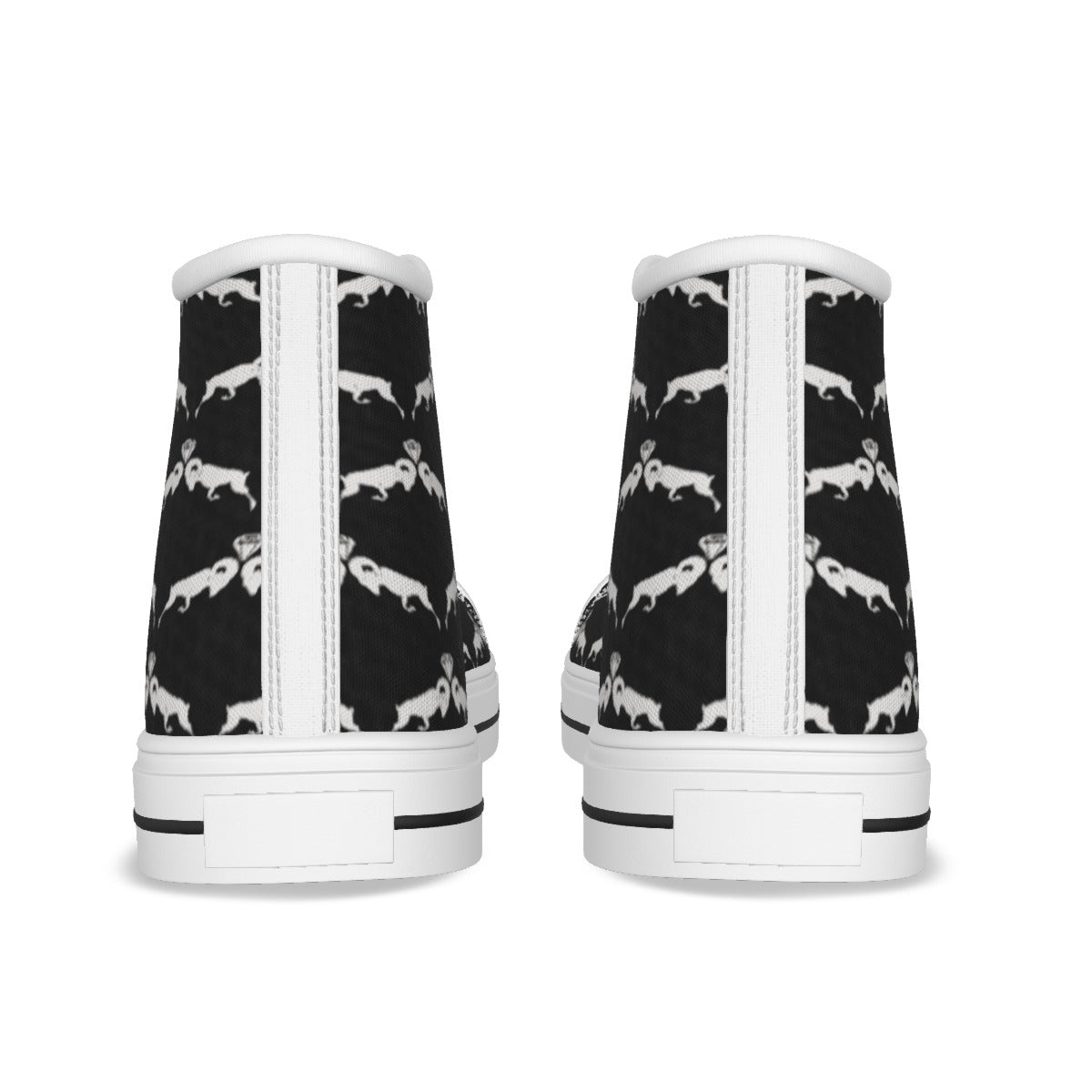 Black & White Monogram Women's Canvas Shoes