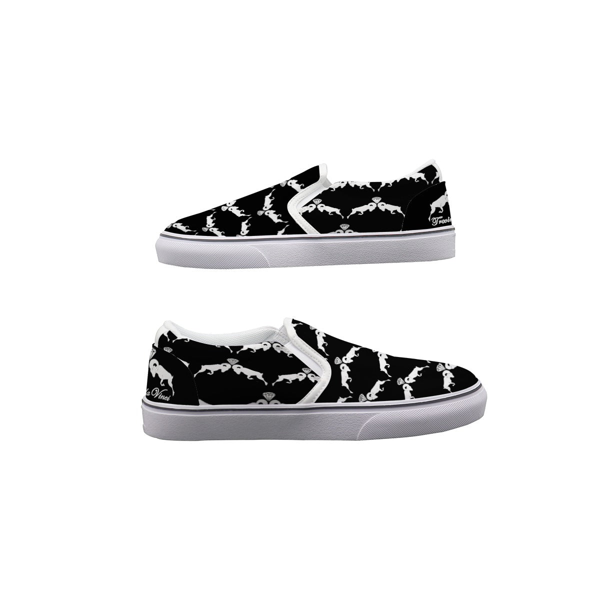 Black & White Monogram Men's Slip On Sneakers
