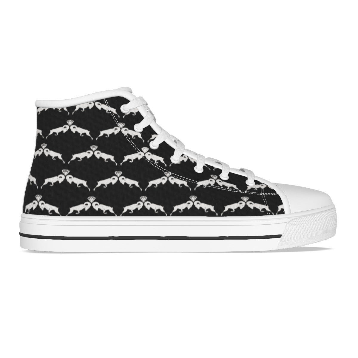 Black & White Monogram Women's Canvas Shoes