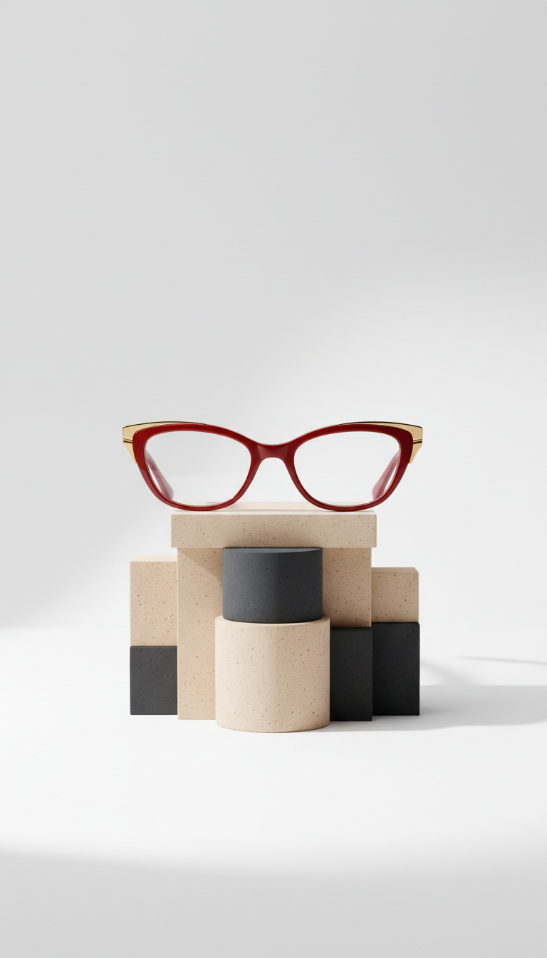 Statement Cat-Eye Frame with Vermillion Accent