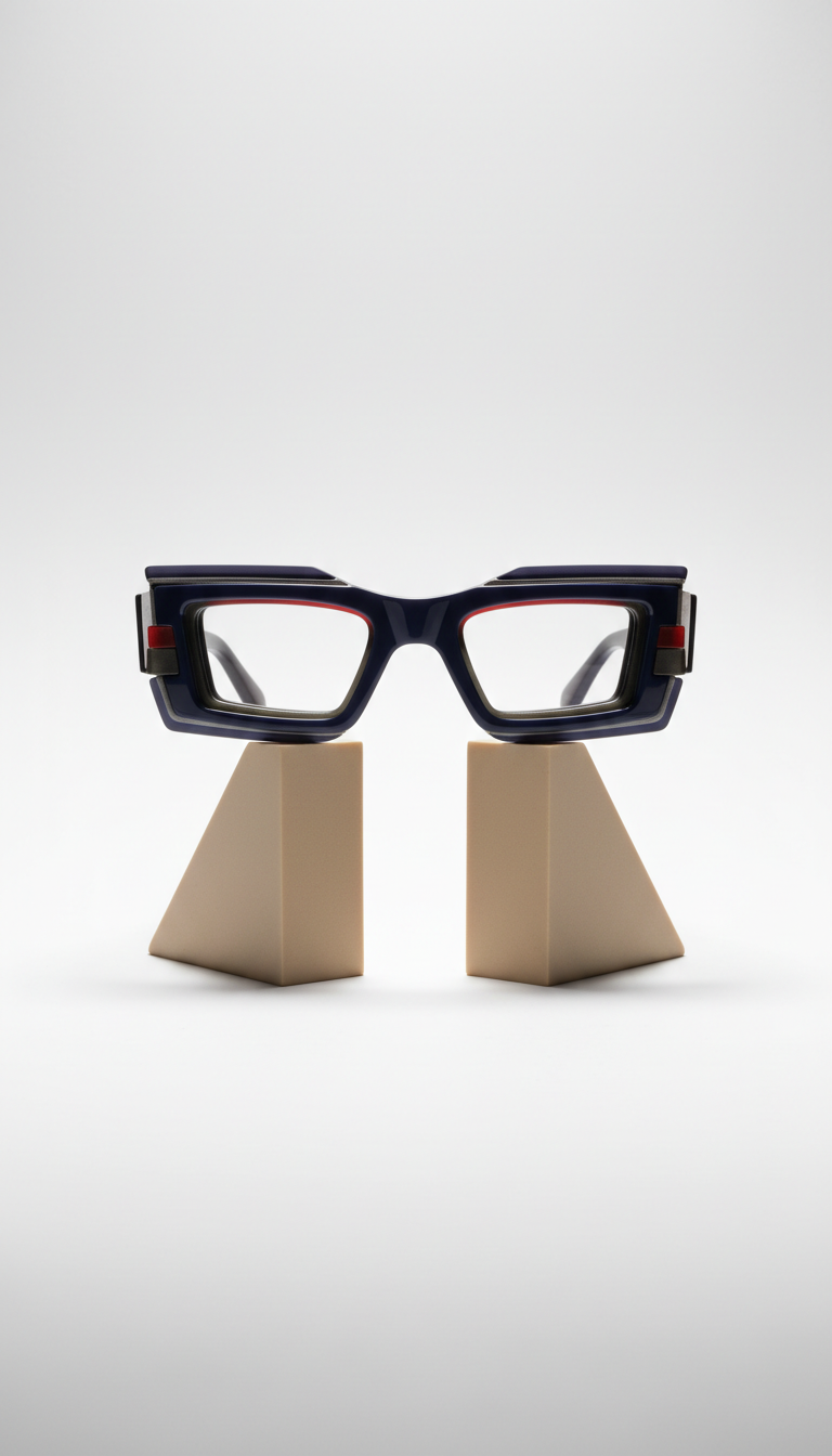 Sculptural Acetate Frame in Midnight Indigo
