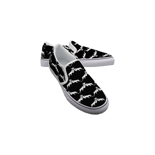 Black & White Monogram Men's Slip On Sneakers