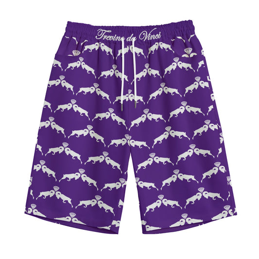Monogram Shorts - Purple/White