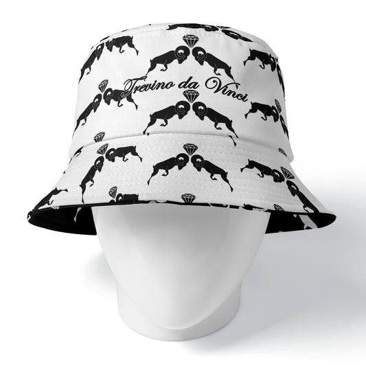 Reversible White & Black Monogram Bucket Hat