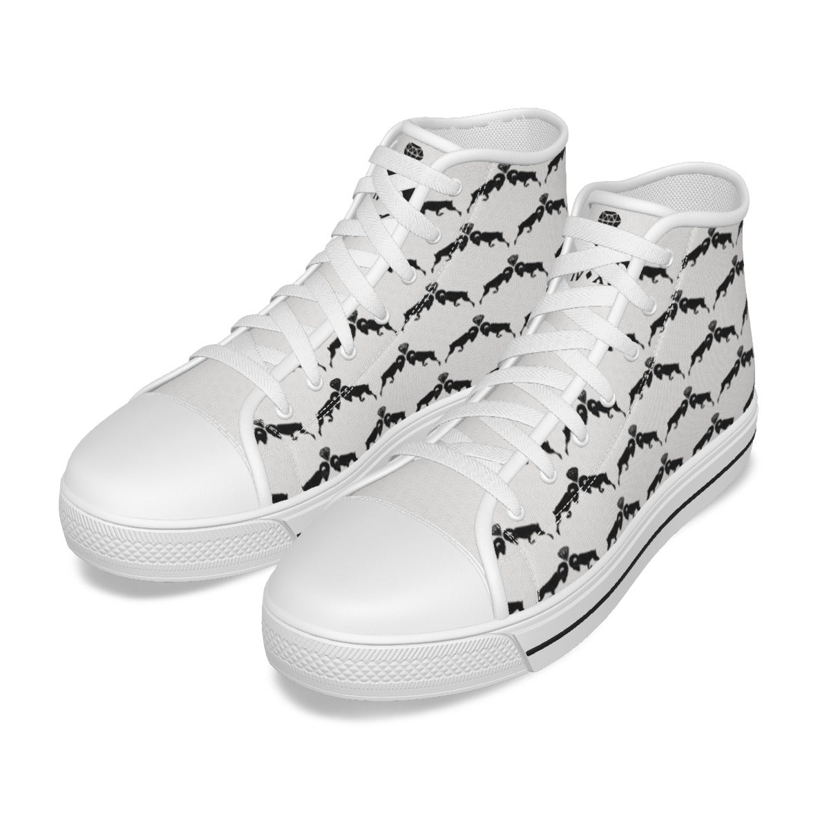 White & Black Monogram Women's Canvas Shoes