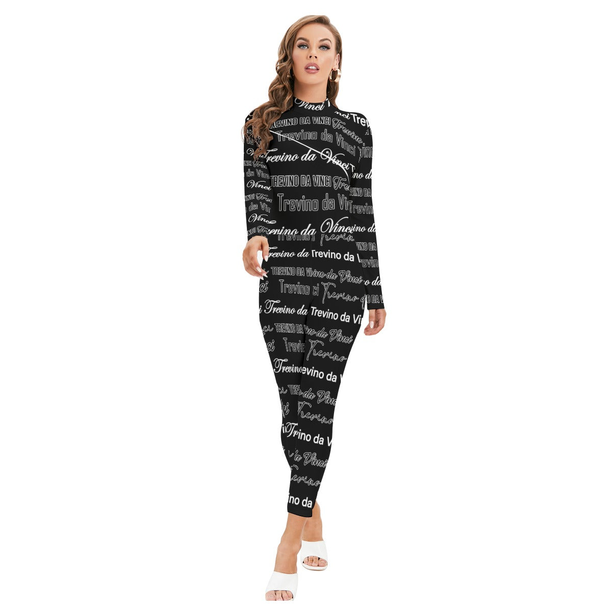 Signature Long-sleeved High-neck Jumpsuit with Zipper