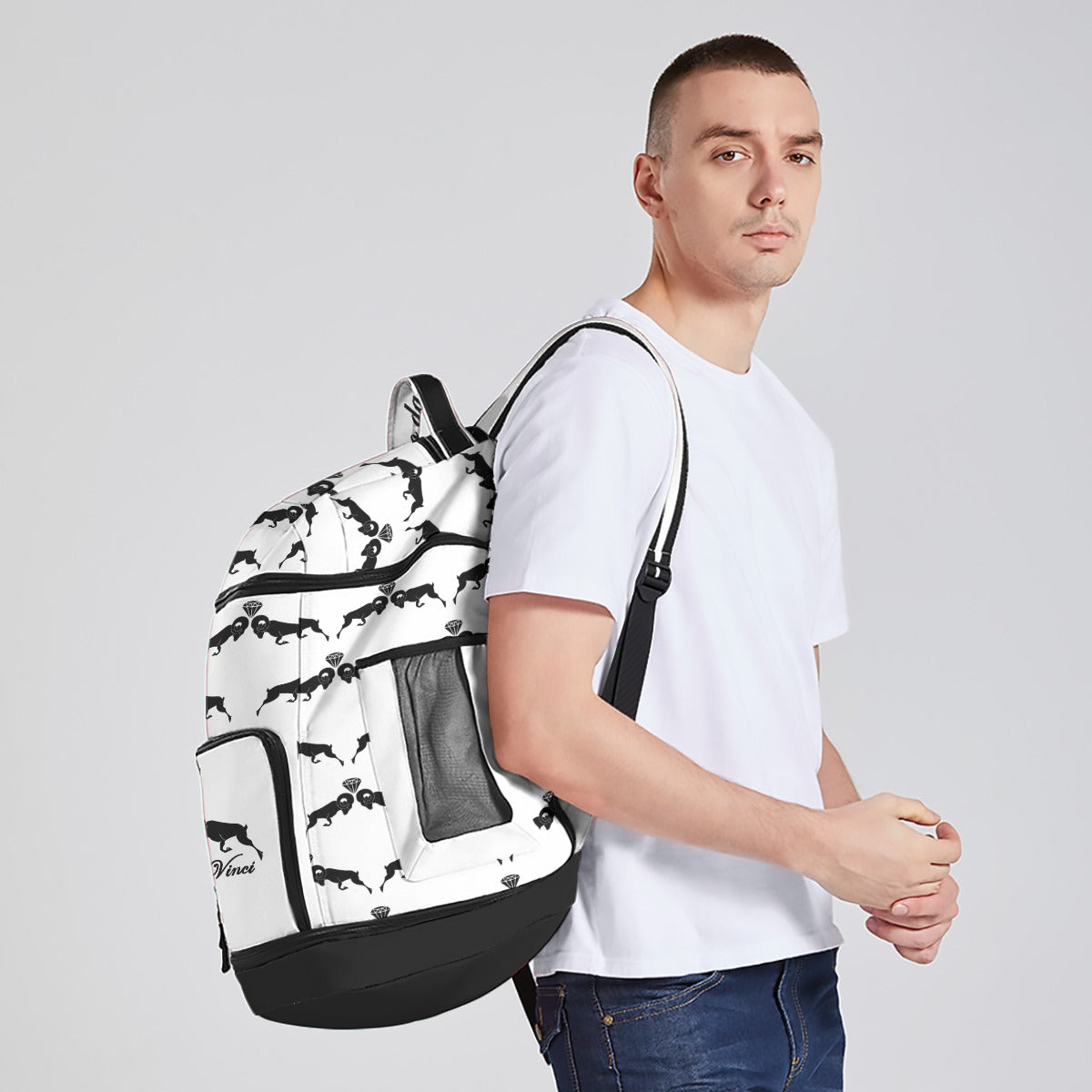 White & Black Monogram Backpack