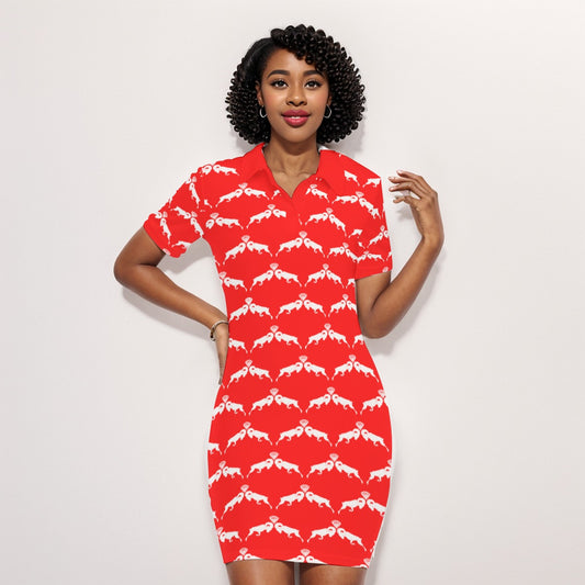 RED & WHITE Monogram Polo Collar Dress (runs small)