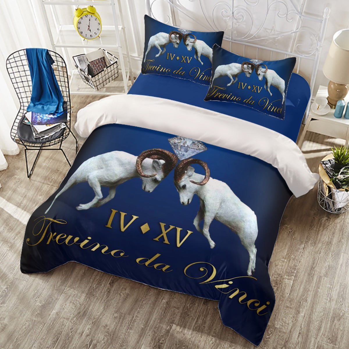 Premium Four-piece Duvet Cover Set - Navy Blue