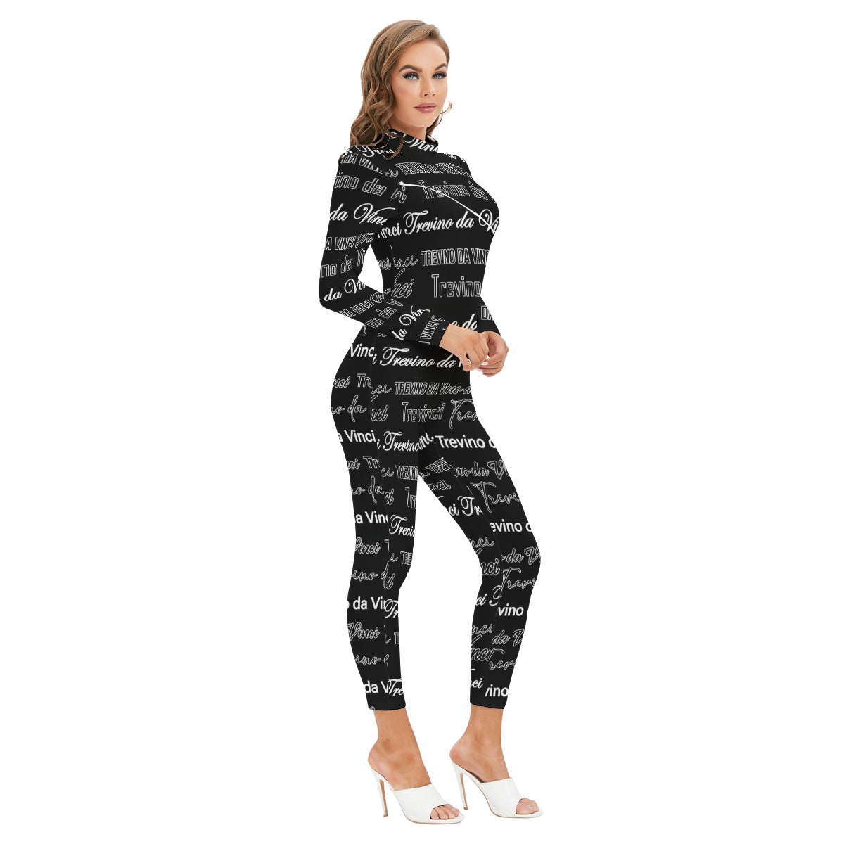 Signature Long-sleeved High-neck Jumpsuit with Zipper