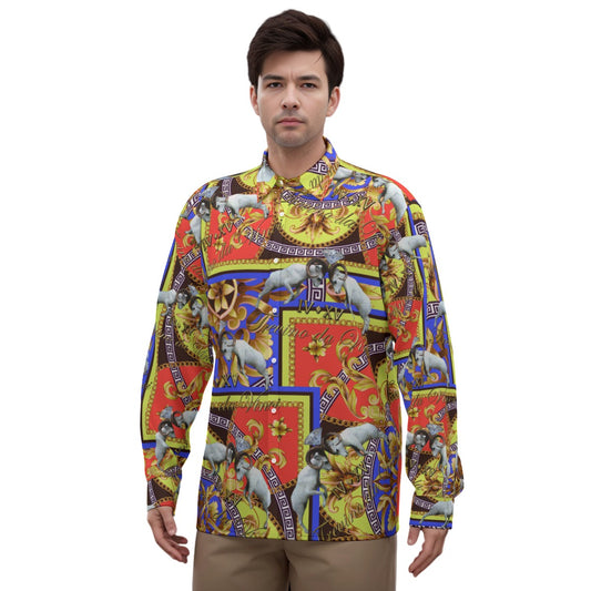 Kaleidovision Faux Silk Long-Sleeve Button Down Shirt