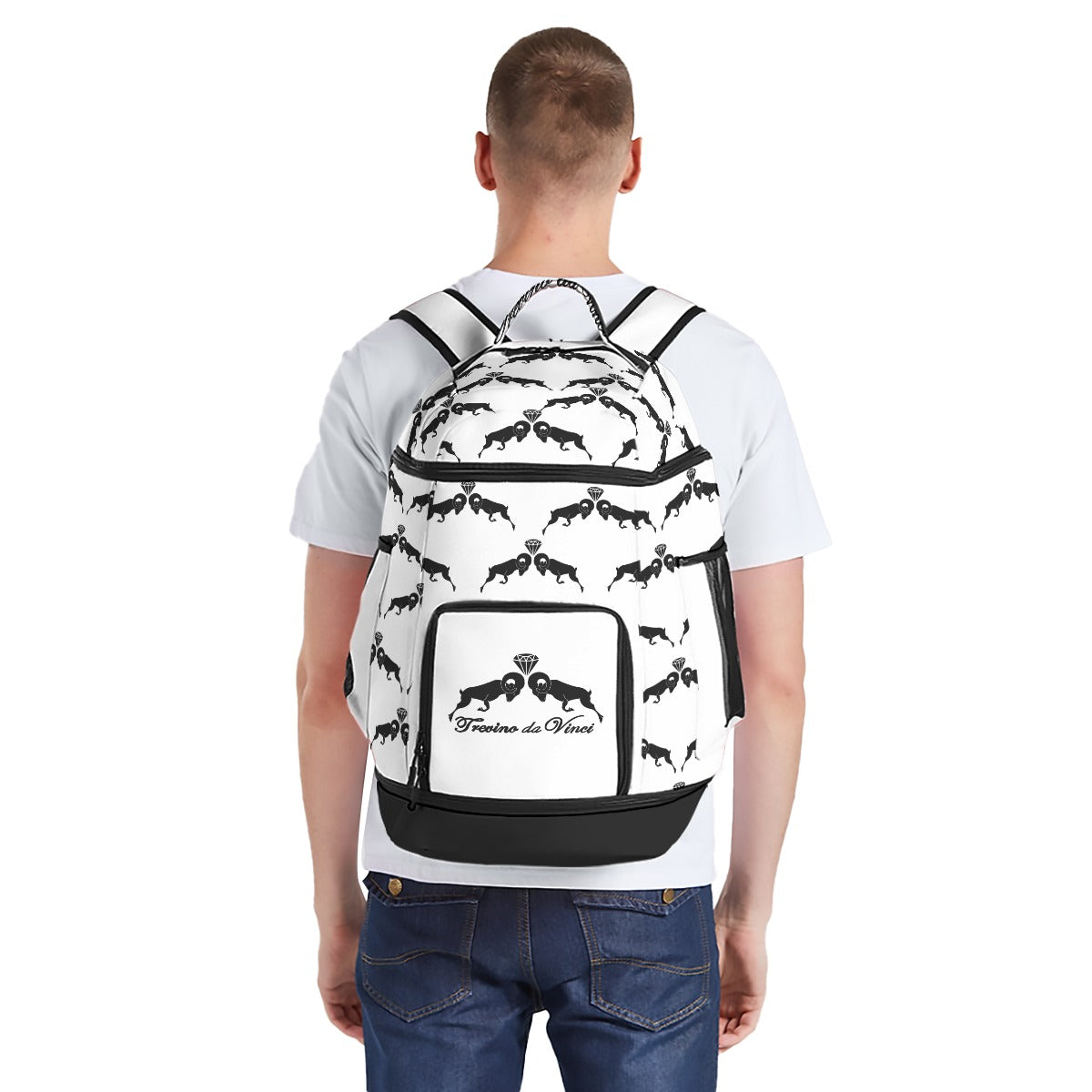 White & Black Monogram Backpack