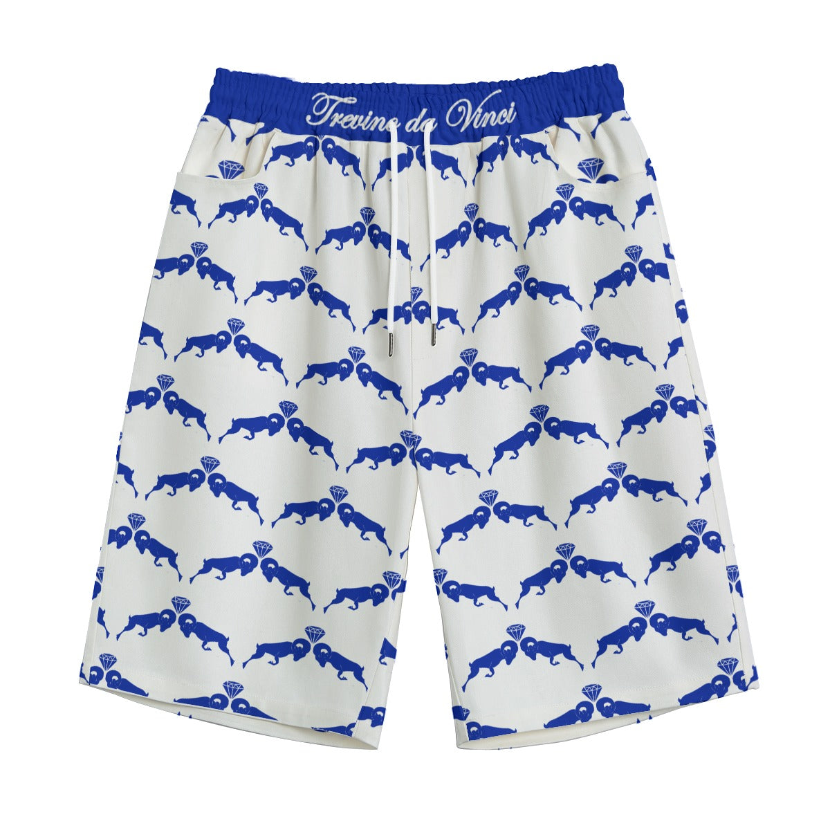 Monogram Shorts - White/Royal Blue