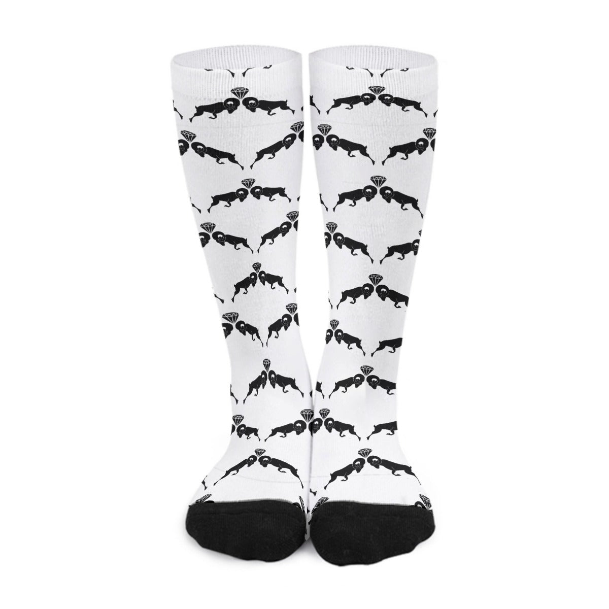 White & Black Monogram Long Socks