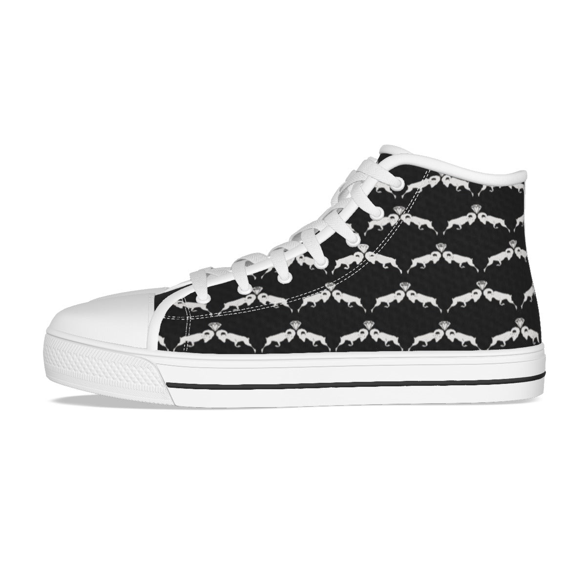 Black & White Monogram Women's Canvas Shoes
