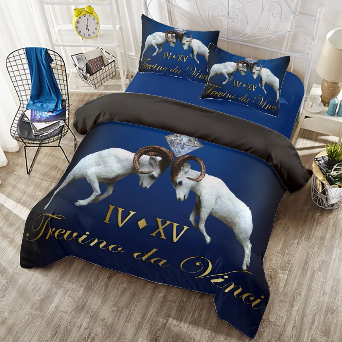 Premium Four-piece Duvet Cover Set - Navy Blue