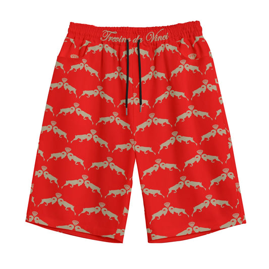 Monogram Shorts - RED/BEIGE