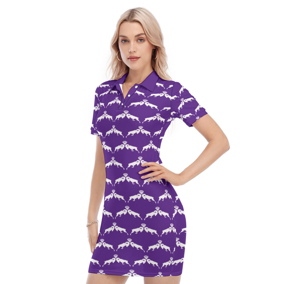 Purple & White Monogram Polo Collar Dress (runs small)