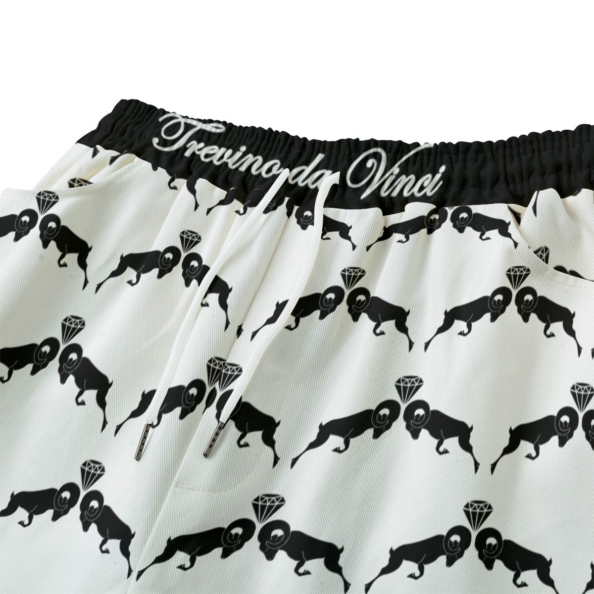 White & Black Monogram Shorts