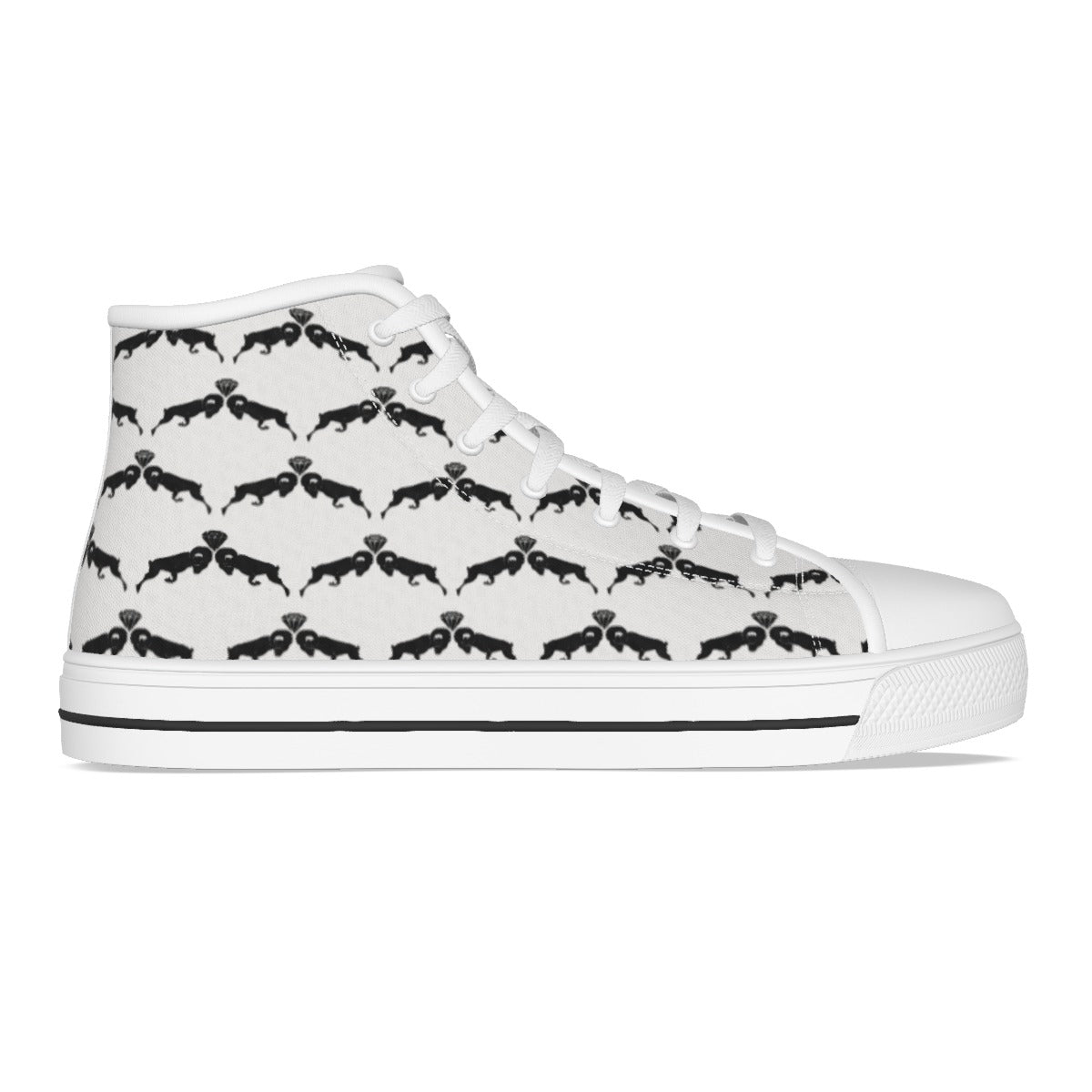 White & Black Monogram Women's Canvas Shoes