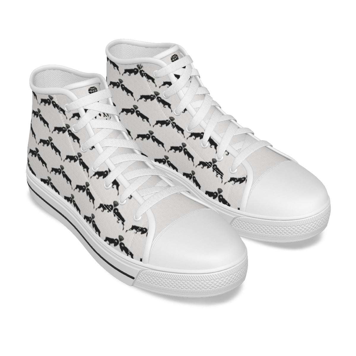 White & Black Monogram Women's Canvas Shoes