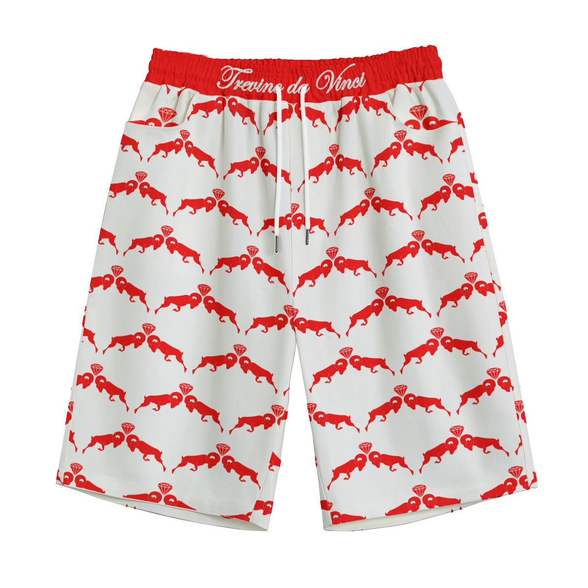 Monogram Shorts - WHITE/RED