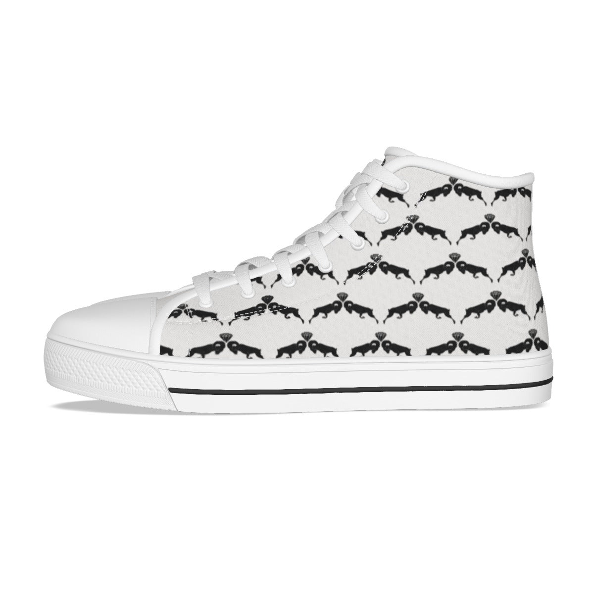 White & Black Monogram Women's Canvas Shoes