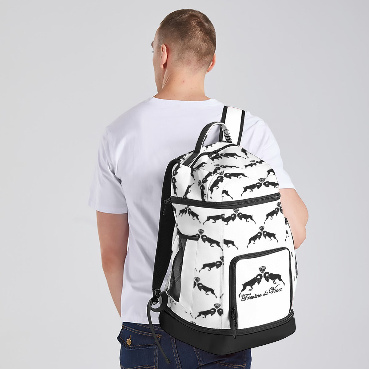 White & Black Monogram Backpack