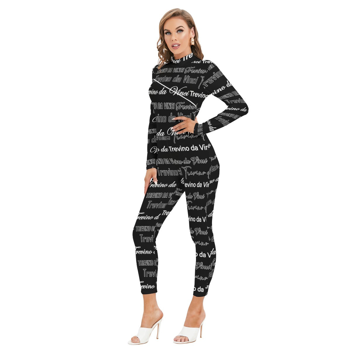 Signature Long-sleeved High-neck Jumpsuit with Zipper