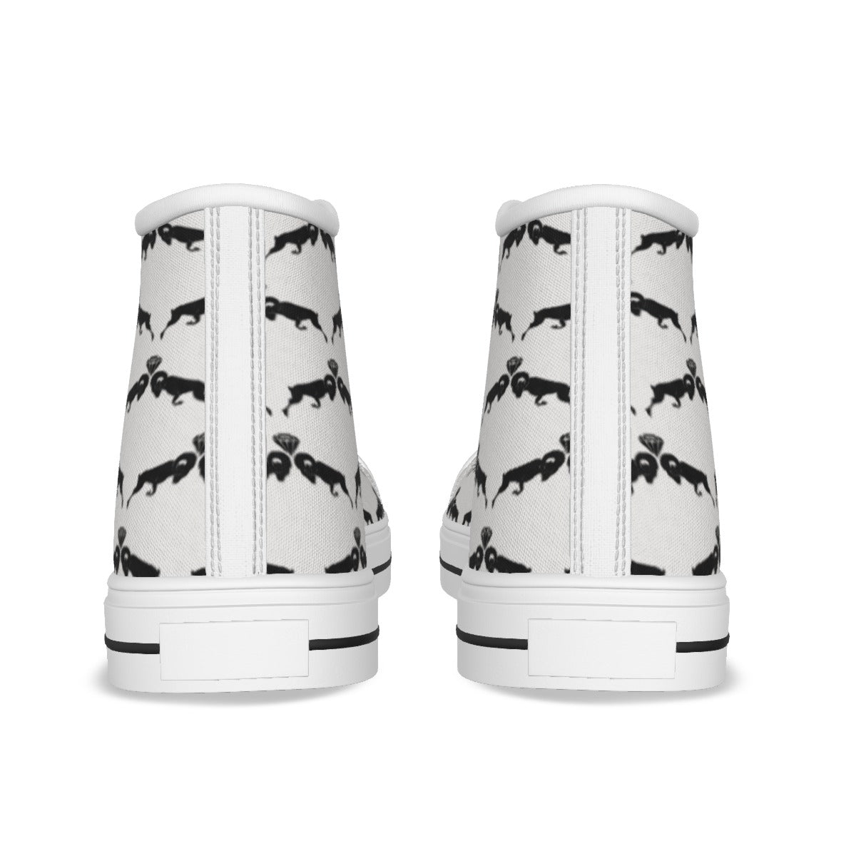 White & Black Monogram Women's Canvas Shoes