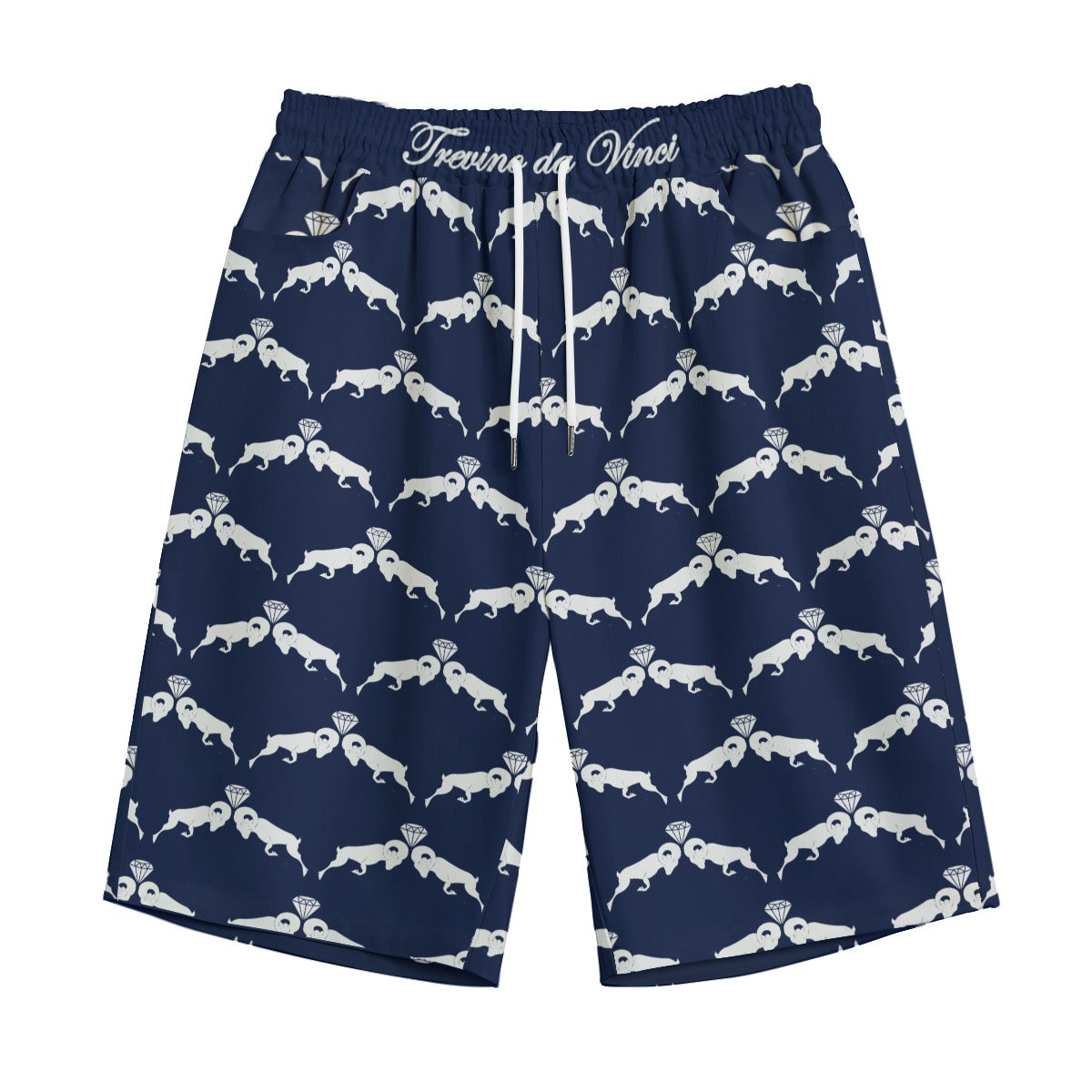 Monogram Shorts - Navy Blue/White