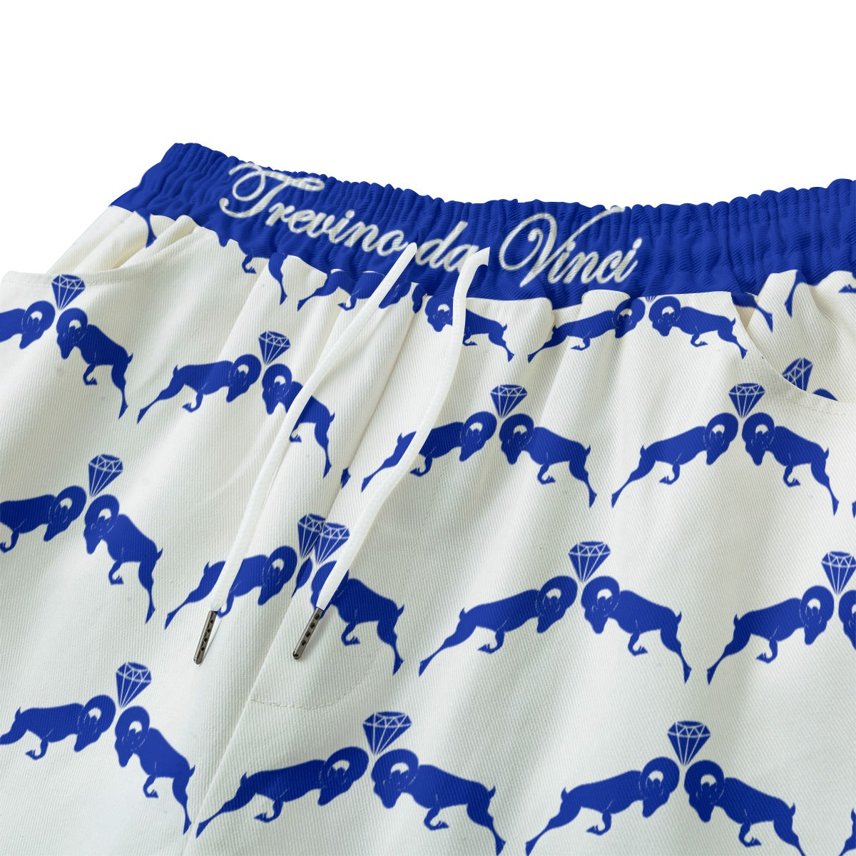 Monogram Shorts - White/Royal Blue