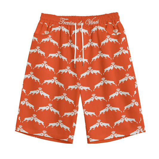 Monogram Shorts - Orange/White