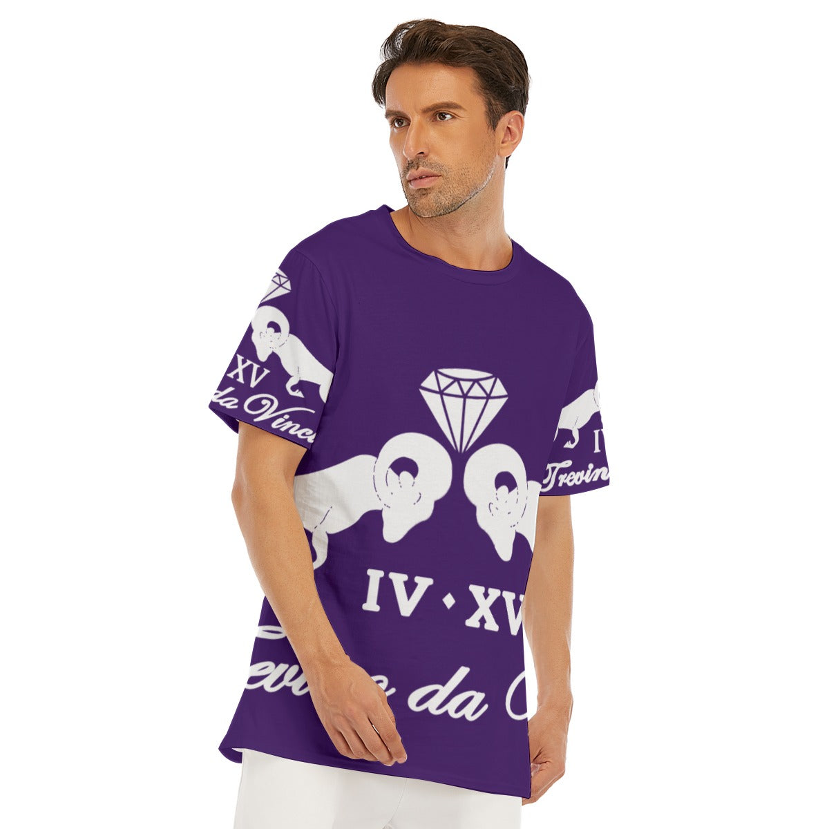 Logo Print Tee - Purple & White