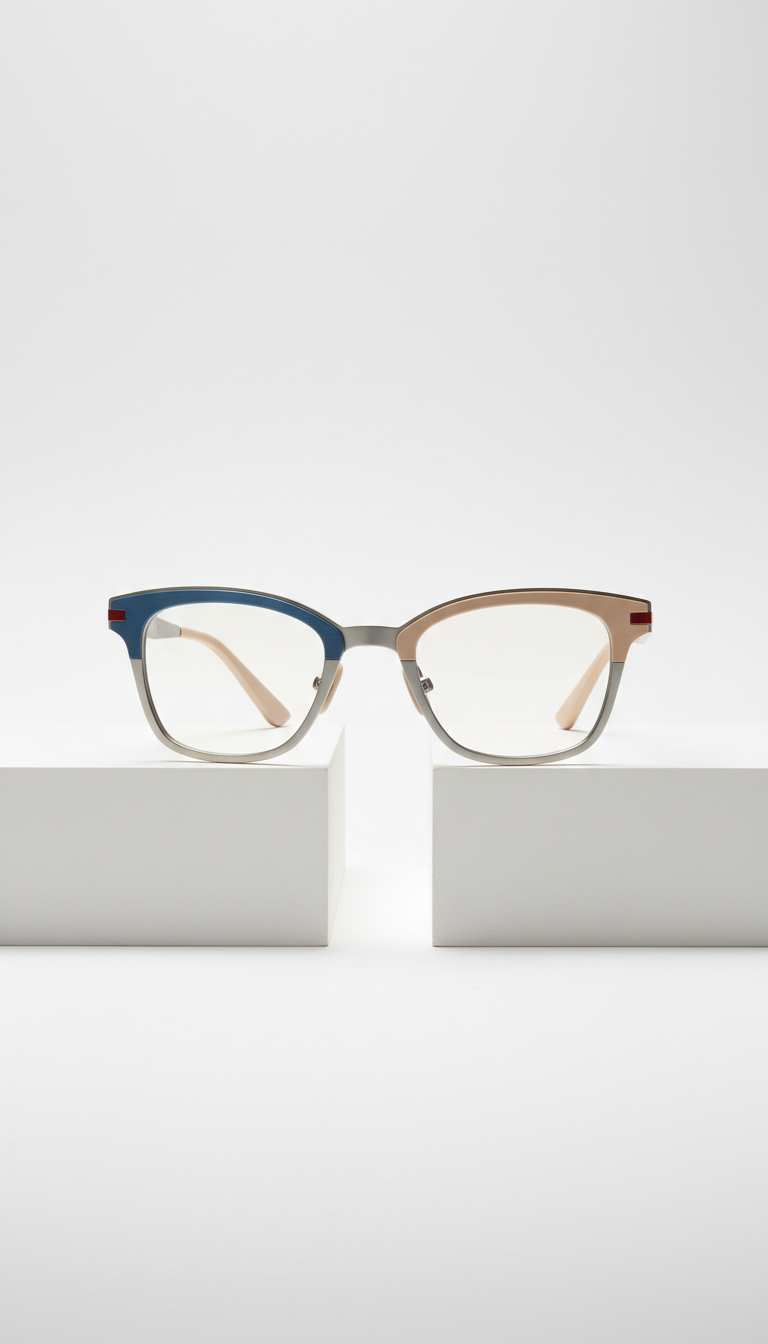 Geometric Titanium Frame in Porcelain Sand