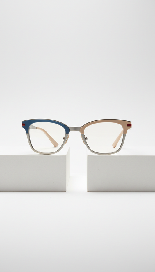 Geometric Titanium Frame in Porcelain Sand