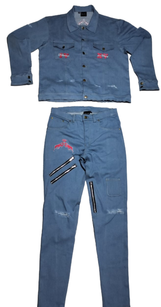 Work Call Blue Demin Outfit (ALSO AVAILABLE IN BLACK DENIM)