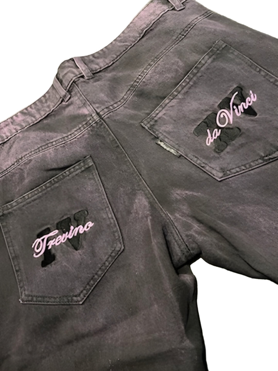 Destroyed Distressed Denim (W/ YELLOW OR PURPLE DISTRESS PATTERNS )