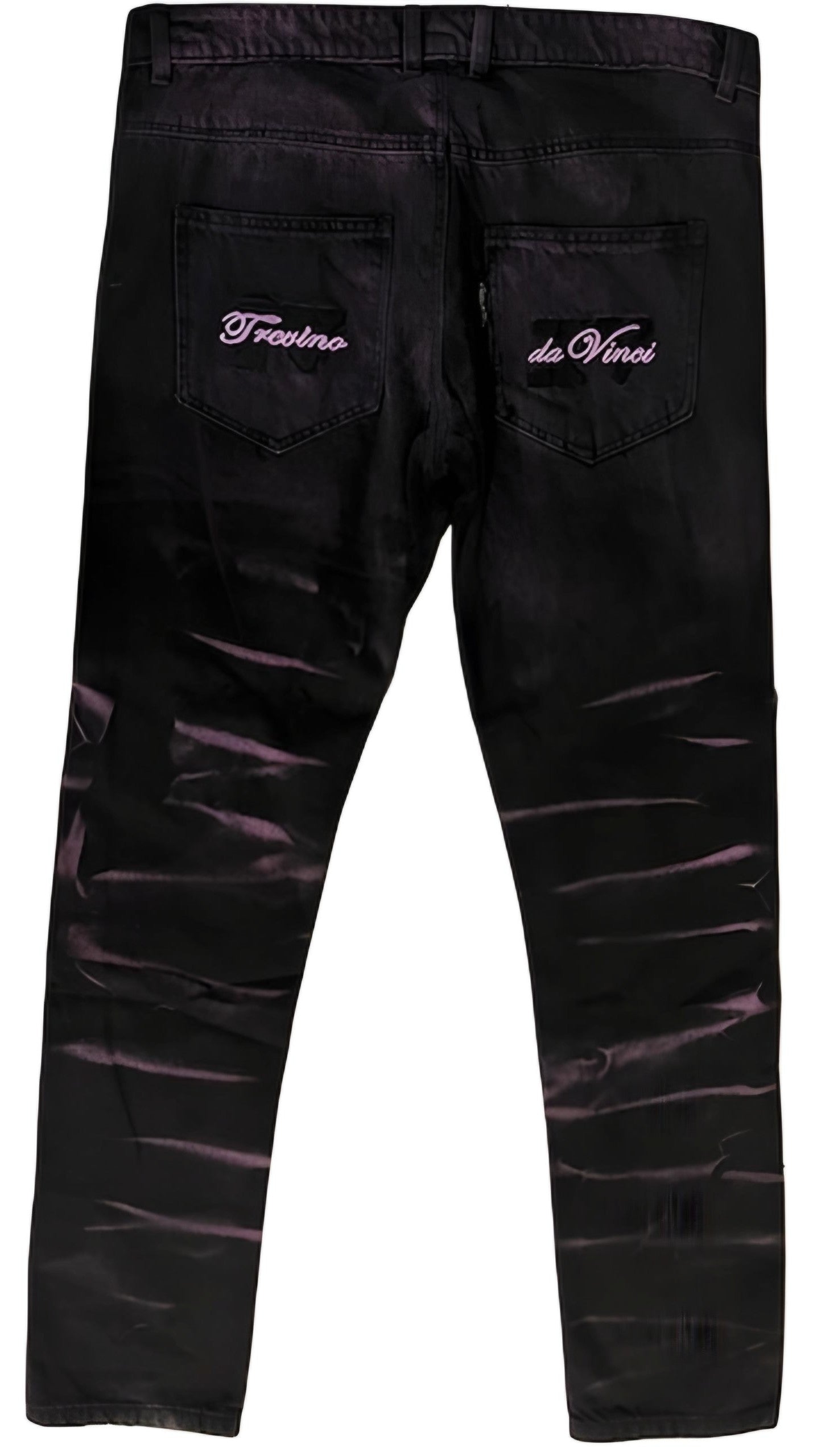 Destroyed Distressed Denim (W/ YELLOW OR PURPLE DISTRESS PATTERNS )